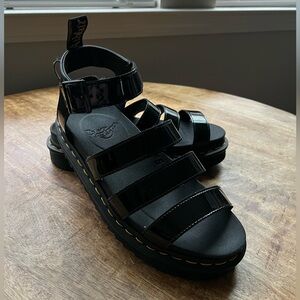 Dr. Martens Black Patent Leather Blaire Sandals
